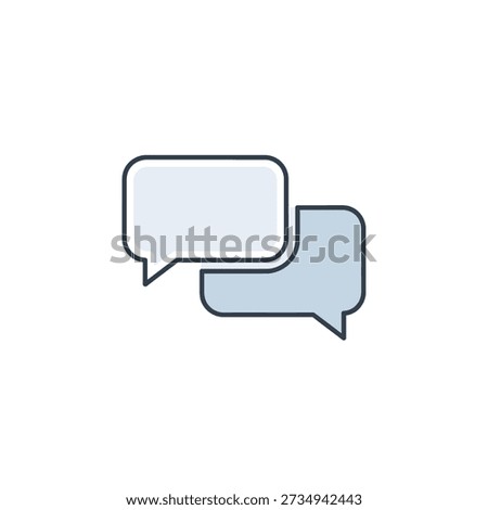 Minimalist graphic of two overlapping speech bubbles
