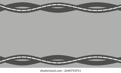 Minimalist gray background with curved dashed lines on top and bottom, forming a wavy decorative frame. copy space. Perfect for banners, presentations, or design templates.