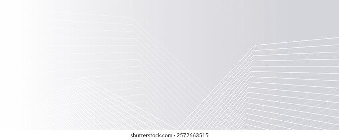 Minimalist gray background with geometric lines. The gray background features a smooth texture with subtle gray gradient and white lines. Geometric pattern background vector. White background.