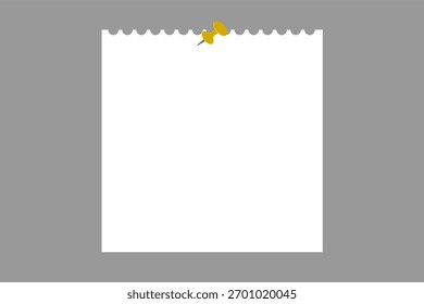 Minimalist gray background note paper with a yellow pin. Perfect for digital planners, study templates, office designs, or creative layouts with a clean and modern aesthetic.