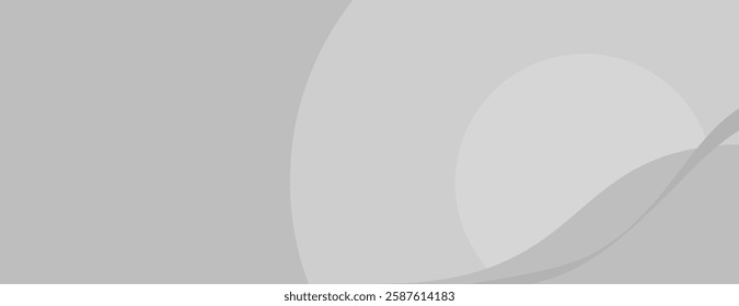 Minimalist gray background with smooth curves. The background features a soft gray color and a sleek, modern texture. Wave background vector. Gray background.