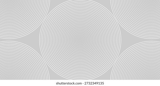Fondo gris minimalista con sutiles patrones circulares. El fondo gris presenta texturas suaves y círculos concéntricos grises que se repiten. Vector de fondo de patrón de círculo. Fondo claro.