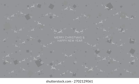 Minimalistisch graue Weihnachts Rentier Muster Hintergrund mit weichen Schneeflocken und abstrakten geometrischen Formen für Feiertag Grußkarte und Neujahr Feier Design