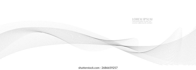 Minimalist gray flowing lines abstract background design element for website or presentation.