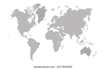 Mapa gris minimalista del mundo.internacional, signo, arte, región, ciudad, contorno, nación, infografía, política, concepto, esquema.