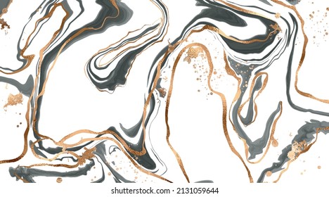 Minimalist gray marble canvas abstract painting background and golden texture   splatter vector