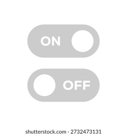 Um ícone de interruptor de ligar e desligar cinza minimalista para design de interface digital em um fundo branco.