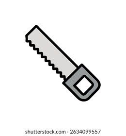 Minimalist gray saw on White Background handyman tool icon