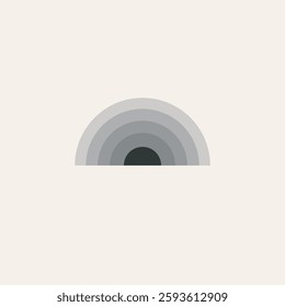 Minimalist Gray Sun Semi-Circular Layers