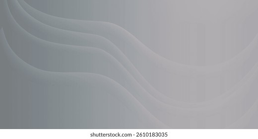 Minimalist gray wave vector with soft flowing lines on light gradient background. Perfect for modern textures, elegant branding, and subtle digital backdrops. Smooth abstract wavy pattern.