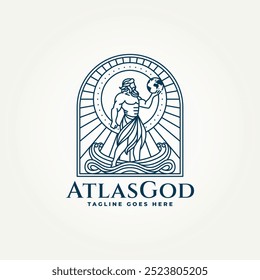 minimalista mitologia grega atlas linha de arte ícone emblema logotipo vetor ilustração design. deus moderno simples segurando terra emblema logotipo