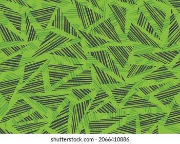 Minimalist green background with abstract triangle and stripe pattern