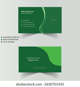 template modifiable de conception minimaliste de carte de visite verte