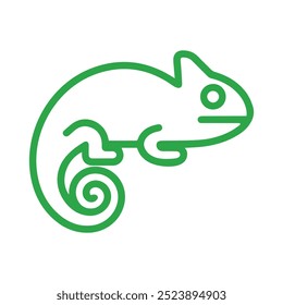 Ícone de vetor de camaleão verde minimalista perfeito para logotipos web design e branding projetos ilustração de arte de linha simples