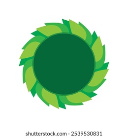 A minimalist green circular Badge with layered leaf patterns, symbolizing nature, eco-friendliness, and sustainability. Ideal for environmental branding, organic products, and eco-conscious themes.