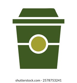 Minimalist green coffee cup icon for cafe menu design