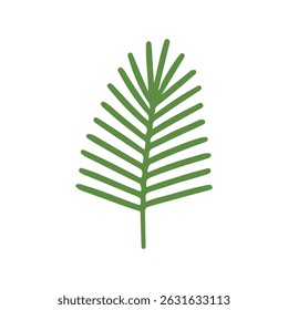 Minimalist green fern leaf icon with symmetrical fronds, ideal for botanical or nature themes. Vector illustration 