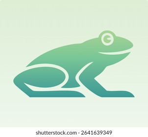 Minimalist Green Frog Icon Illustration, Nature, Animal Design, Symbol of Wildlife. Logo branding vector for kids, fauna, exotic wild animals
