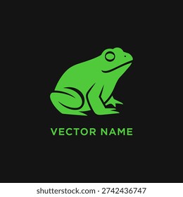 Minimalist green frog vector illustration with a clean, modern design on a dark background. Ideal for logos, icons, nature themes, or wildlife-related projects.