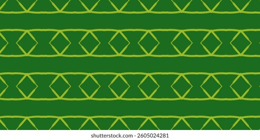 Minimalist Green Geometric Pattern with Linear Diamond Shapes