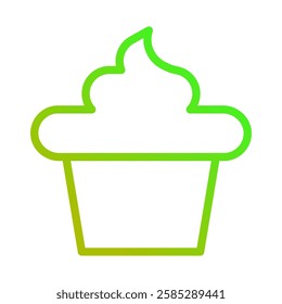 Minimalist Green Gradient Cupcake Line Drawing