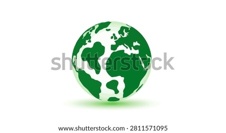 A minimalist green graphic of the earth globe isolated on a white background symbolizing nature and environmental protection