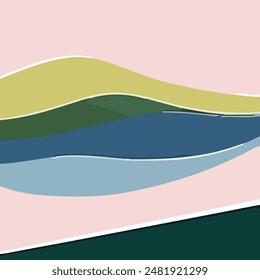 Minimalist Green Hills Landscape vector