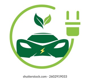 Minimalist green icon of an electric supercar, featuring sleek curves and futuristic design. A perfect icon for EV enthusiasts and modern branding.