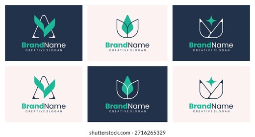 Minimalist Green Leaf Abstract Logo Symbol for Modern Eco Friendly Business Identity Template Vector