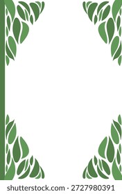 Marco de borde de hoja verde minimalista con fondo blanco para diseño orgánico natural
