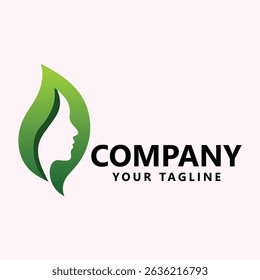 A minimalist green leaf logo with a human profile silhouette, symbolizing eco-consciousness and sustainability. Ideal for nature-related businesses, branding, and corporate identity.