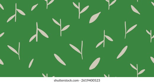 Minimalist Green Leaf Seamless Pattern