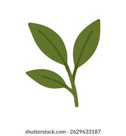Borra de folha verde minimalista com três folhas, adequado para a natureza, planta ou conceitos de design orgânico. Ilustração vetorial