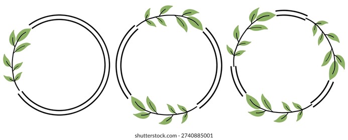 Minimalist Green Leaves and Branches Pattern on White