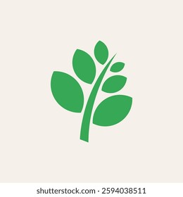 Minimalist green leaves in flat design 