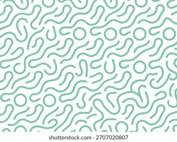 Minimalist green lines and shapes create a pattern.