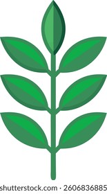 A minimalist green plant icon with six symmetrical leaves, featuring a simple, flat design. Ideal for eco-friendly themes, nature-related branding, sustainability projects, and digital applications