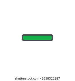 Ícone do indicador de carregamento da barra de progresso verde minimalista no plano de fundo branco para design de interface de usuário digital