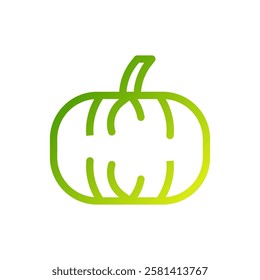 Minimalist Green Pumpkin Icon Vector Graphic
