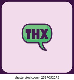 Minimalist Green and Purple 'THX' Speech Bubble Icon