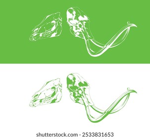 Minimalist green screen animal skull silhouettes with a detailed design