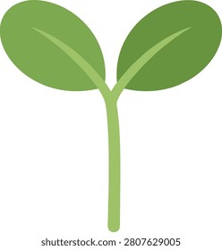Minimalist Green Sprout With Two Small Leaves Growing Solo on a Simple Plain White Background for Nature Concepts