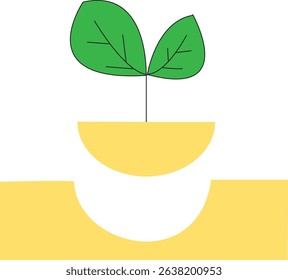 Minimalist Green Sprout Vector Growing from Soil in Flat Style for Eco-Friendly, Agriculture, and Sustainability Designs