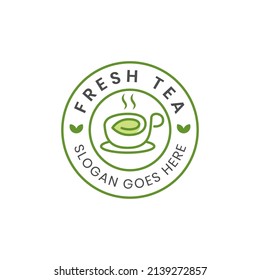 minimalist green tea vector logo element, nature fresh drink organic coffee tea logo,  natural herbal drink logo