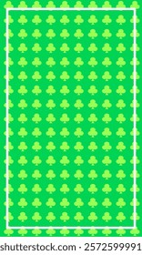 minimalist, green themed graphic featuring a tiled pattern of shamrocks, often associated with Irish culture and luck.