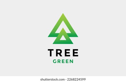 Logo del concepto de árbol verde minimalista para la ecología y la industria del medio ambiente