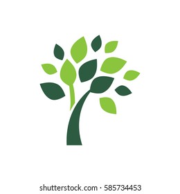 Minimalist green tree logo symbol