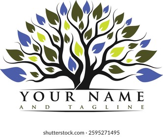 Minimalist green tree logo symbolizing growth, sustainability, and nature. Modern vector design with clean lines, suitable for eco-friendly businesses, agriculture, or conservation organizations. 