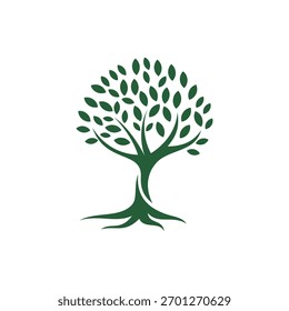 Minimalistischer grüner Baum und Wurzellogo