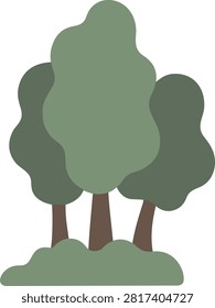 Minimalist green trees on a grassy base for environmental themes